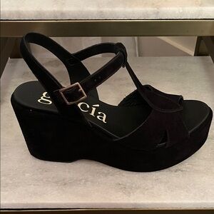 Pedro Garcia Black Suede Domiel T Strap